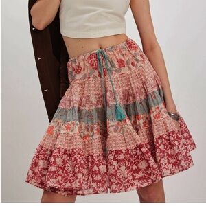 FREE PEOPLE MANY LAYERS PATCHWORK SKIRT XL